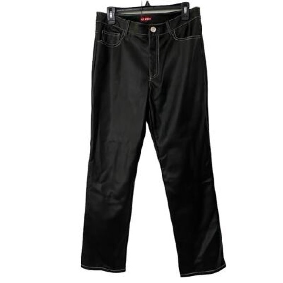 NWOT STAUD Elliot Vegan Leather Pants Black 10 - Picture 1 of 3